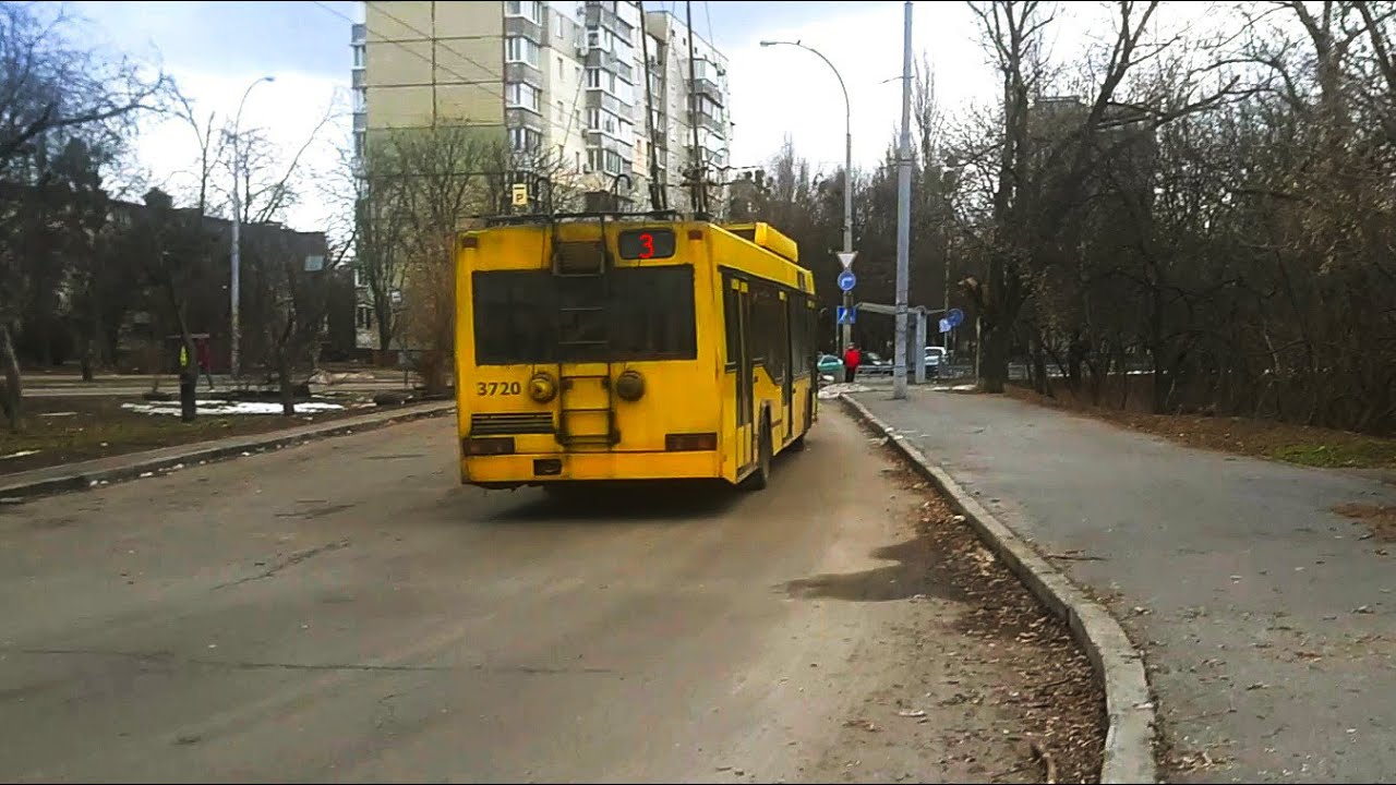 Тролейбус №3.Маз103Т-Єтон #3720.Ст.м.Палац Спорту -Залізничний м. Київ/Trolleybus Maz103T-ETON.Kyiv