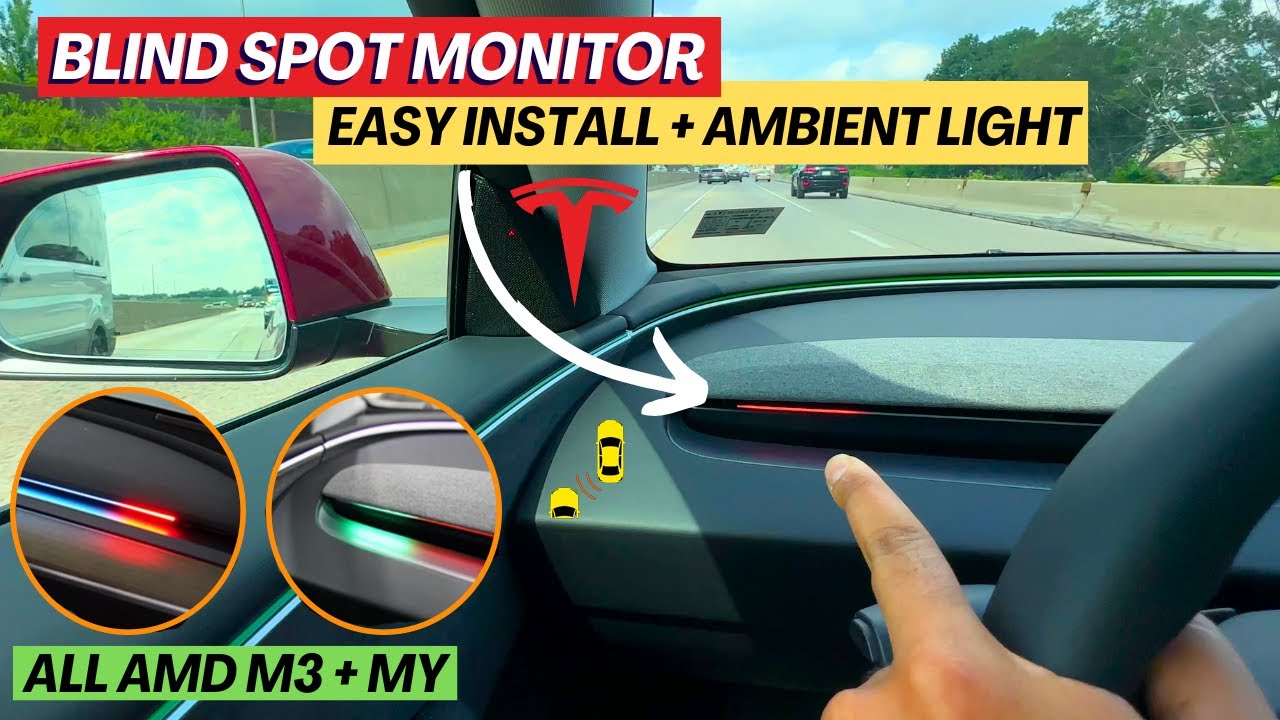 NEW Tesla Model 3/Y Blind Spot Warning & Ambient Light LED (Easy Install & Must-Have Accessory)