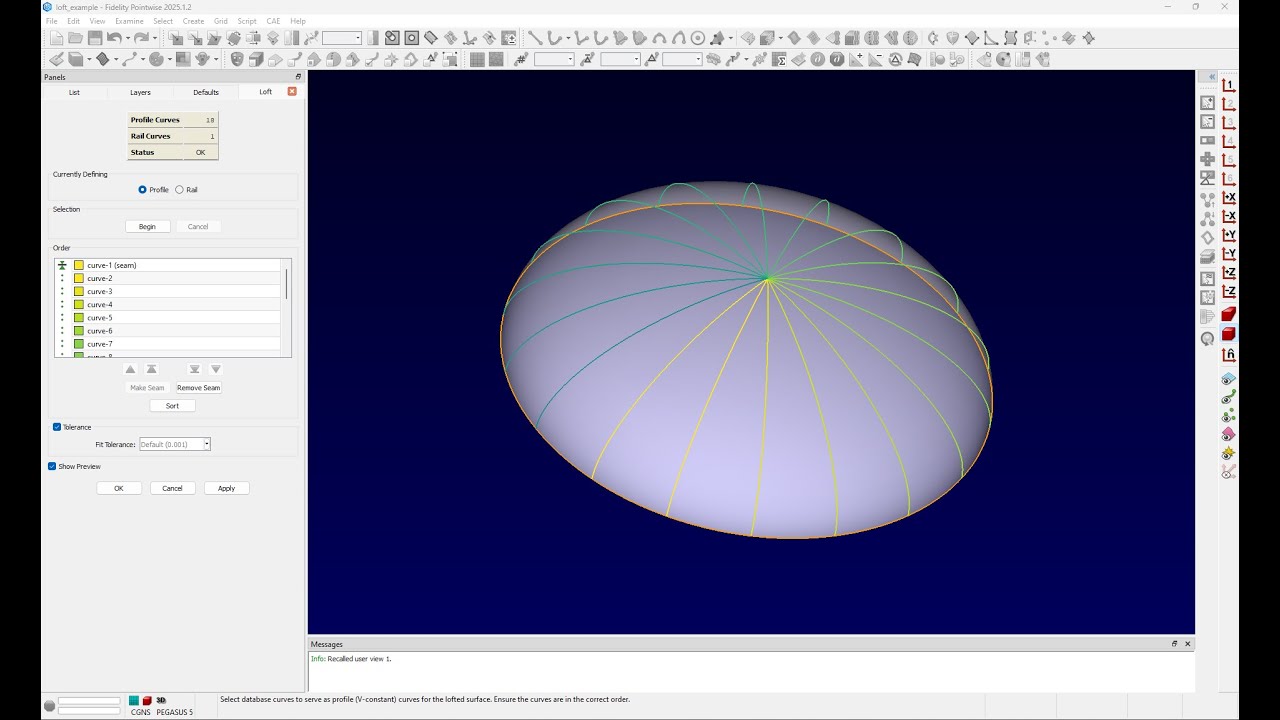 Fidelity Pointwise: How to Create a Loft from Curves