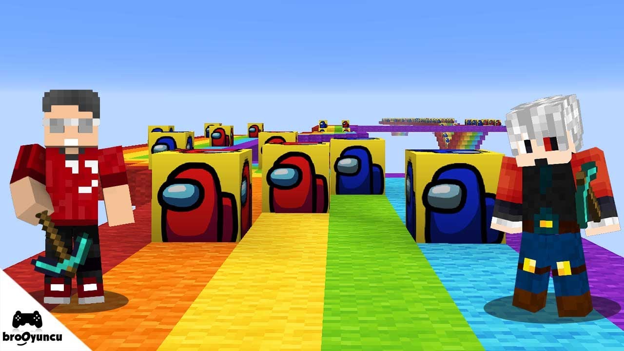 MİNECRAFT SÜPER RENKLİ AMONG US ŞANS BLOKLARI YARIŞMASI