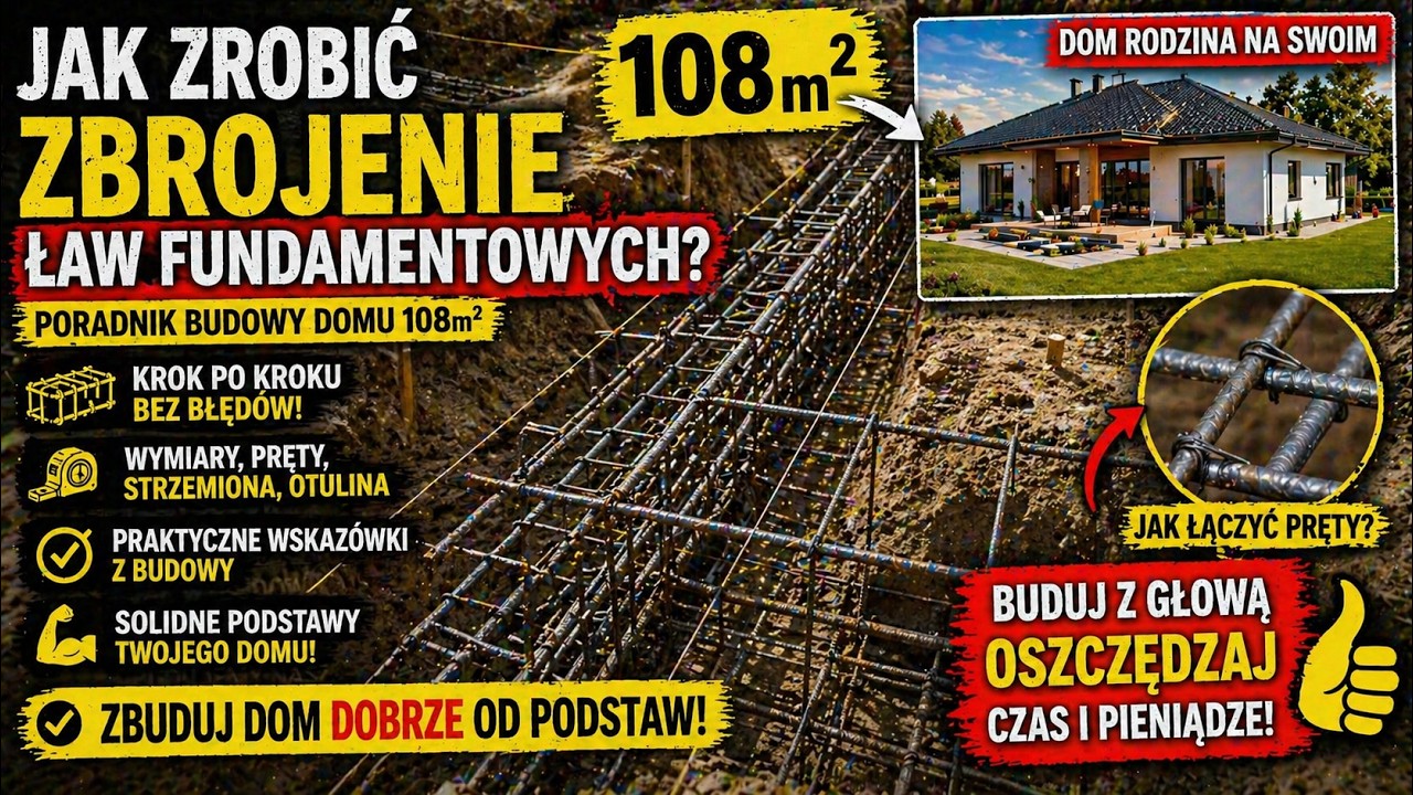Jak zrobić zbrojenie ław fundamentowych? | Poradnik budowy domu 108m2