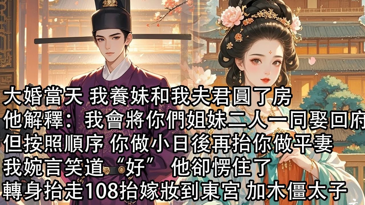 【一口氣看完】大婚當天 我養妹和我夫君圓了房，他解釋：我會將你們姐妹二人一同娶回府，但按照順序 你做小日後再抬你做平妻，我婉言笑道“好” 他卻愣住了，轉身抬走108抬嫁妝到東宮 加木僵太子