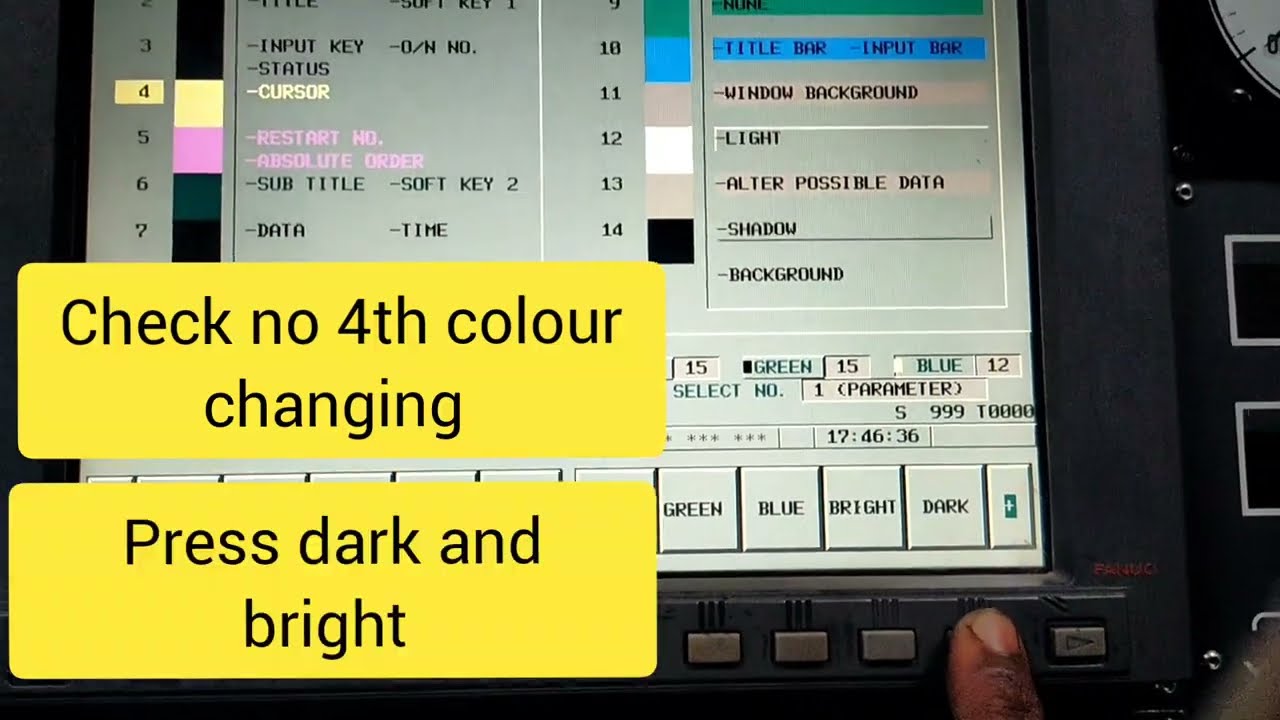 How to change colour in fanuc controller|fanuc service|colour changing in fanuc controller