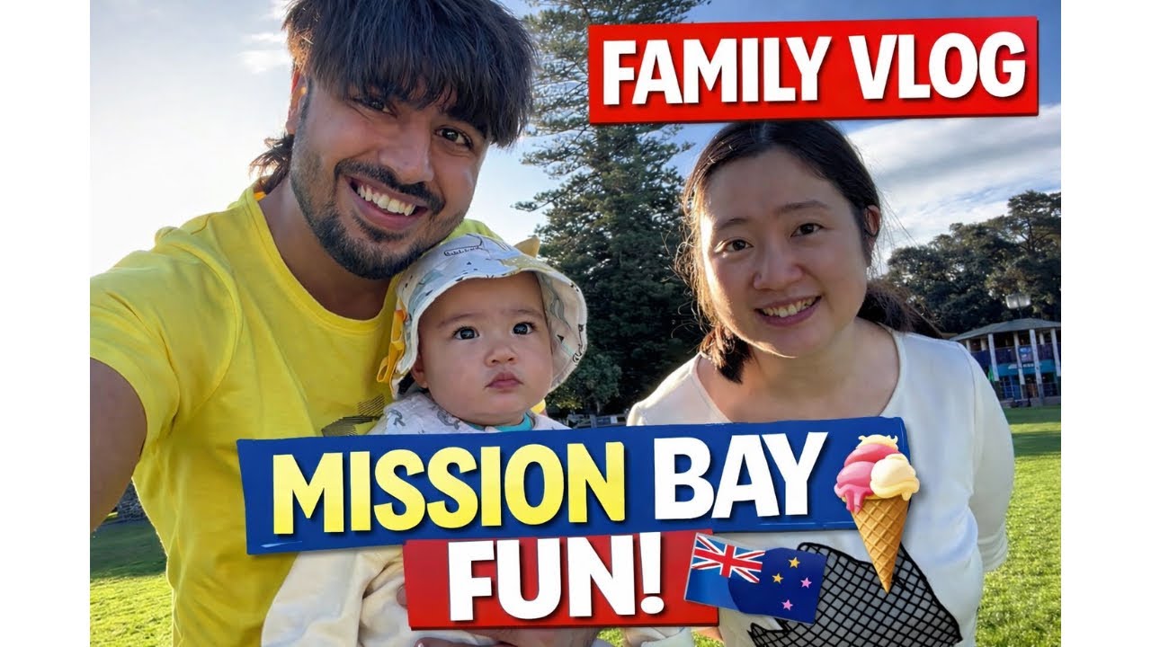 Life in New Zealand as an Indian&ndash;Chinese Family | Mission Bay Walk & Ice Cream Fun | Baby&rsquo;s day out