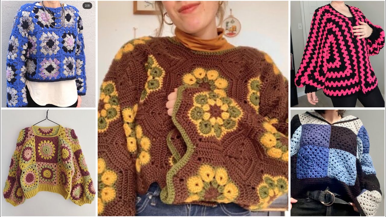 Crochet woollen pattern long cardigan designs for winters  #crochetcardigans