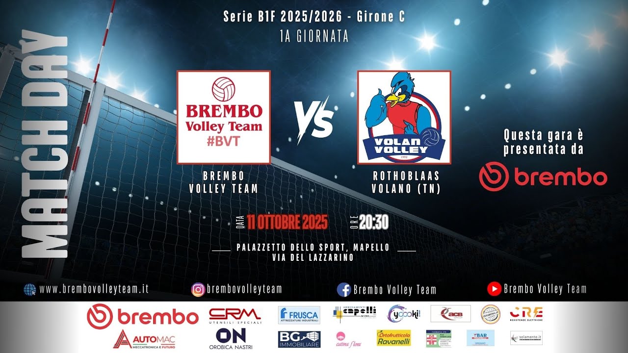 Live Brembo Volley vs Volano Volley - Prima di campionato Serie B1