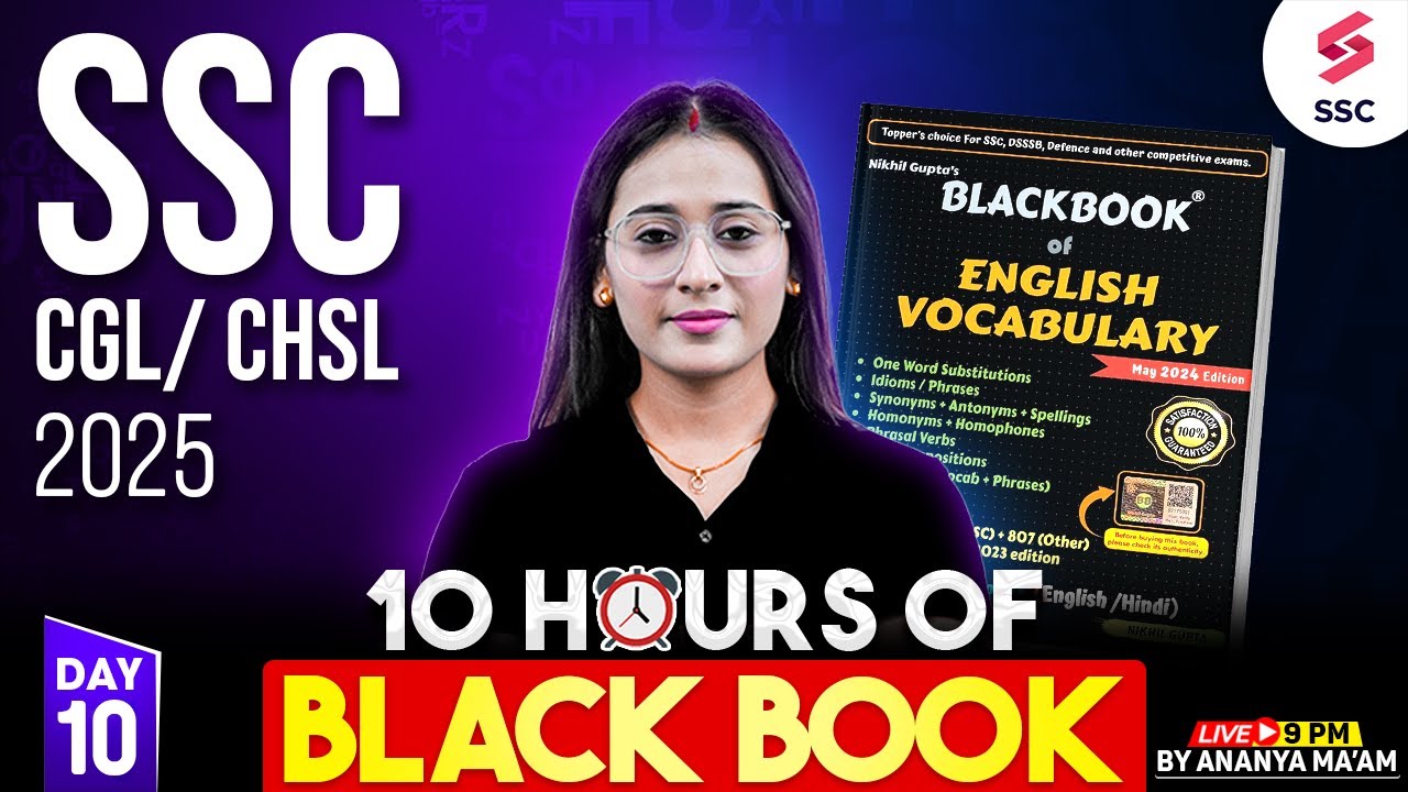SSC CGL/CHSL 2025: Black Book of English Vocabulary Marathon | By Ananya Ma'am | Day 10