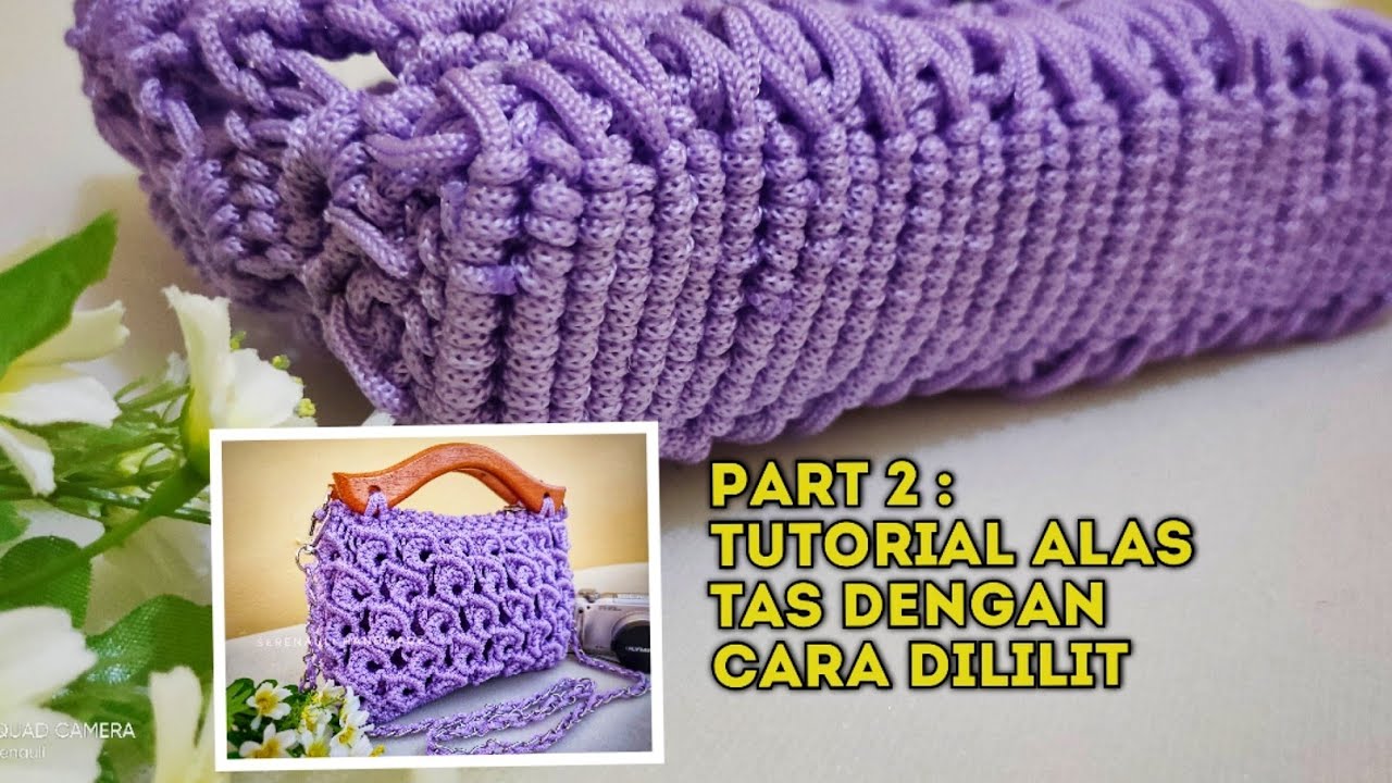 Tutorial membuat alas tas tali kur dengan cara dililit motif Curly terbaru 2020 - part 2