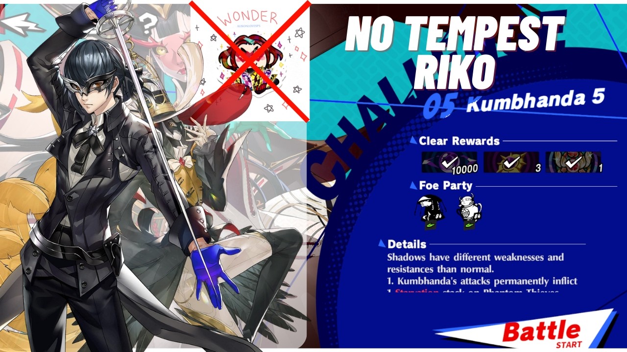 BEATING KHUMBHANDA LEVEL 5, NO RIKO TEMPEST UNDER 4 MINUTES  AND BUILD (PERSONA 5 THE PHANTOM X SEA)