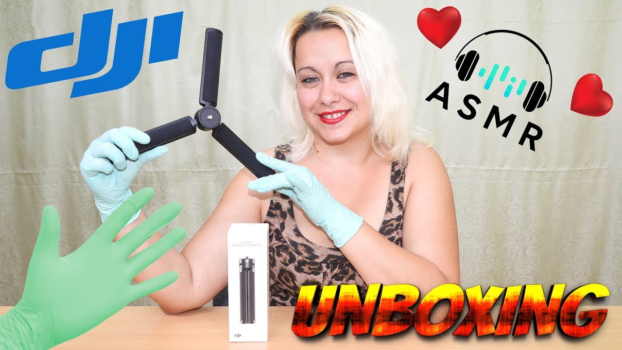 ASMR Unboxing and Tapping on my DJI RONIN-S EXTENDED GRIP TRIPOD / Green Gloves