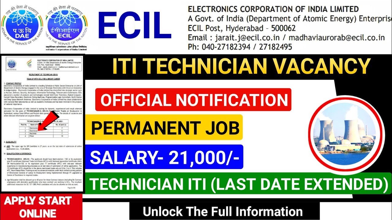 ecil recruitment 2024, iti job vacancy 2024, ecil new vacancy 2024, iti recruitment 2024, full ✅info