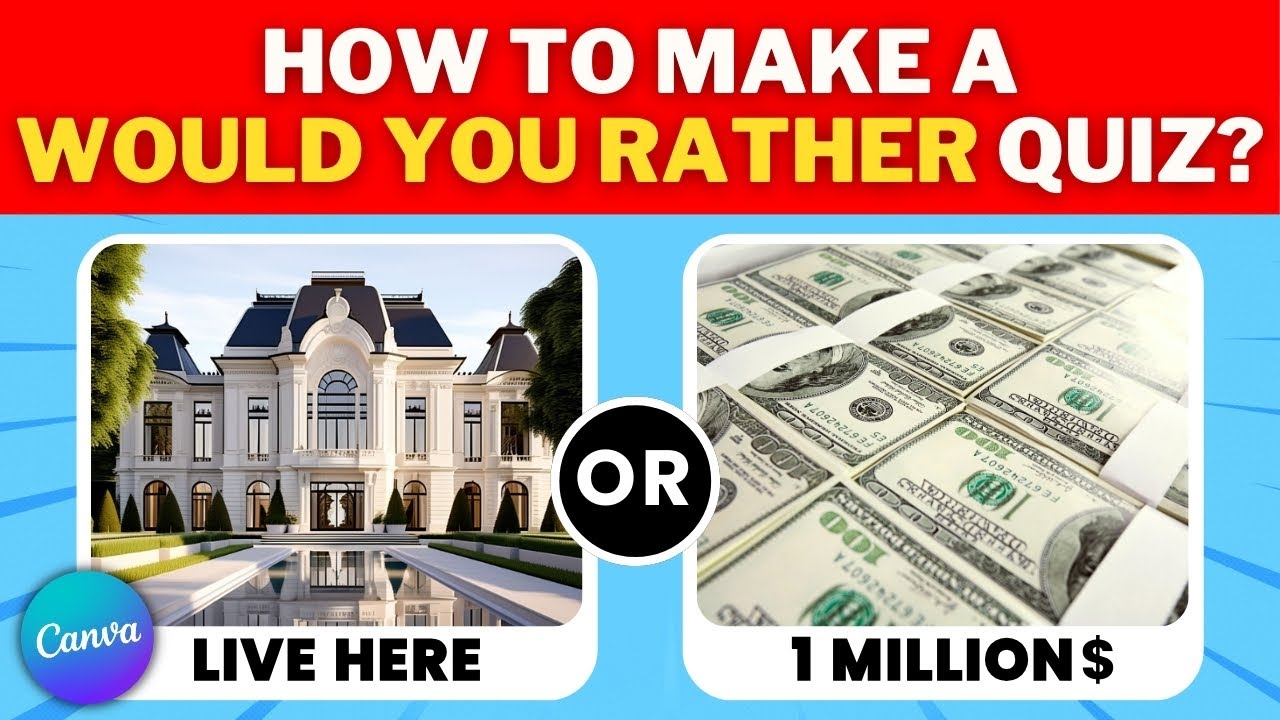 How To Make a QUIZ Video for YouTube using Canva | Would You Rather Tutorial