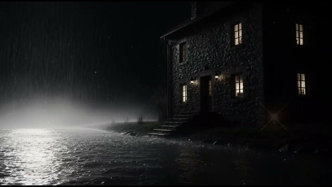 Dark Rainy Night by the River 🌙 Soft Piano & Rain Sounds for Relaxation,  rainy day in new york