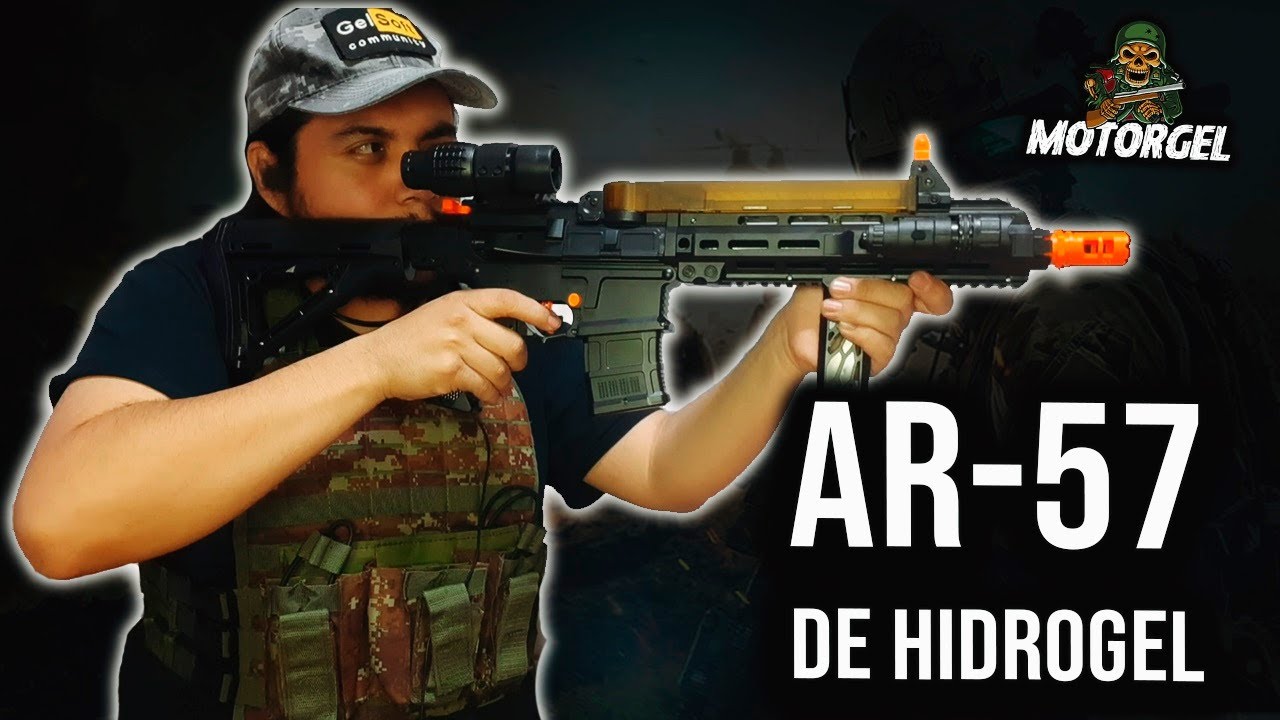 AR-57 de hidrogel - (Review, unboxing prueba Gel blasters)