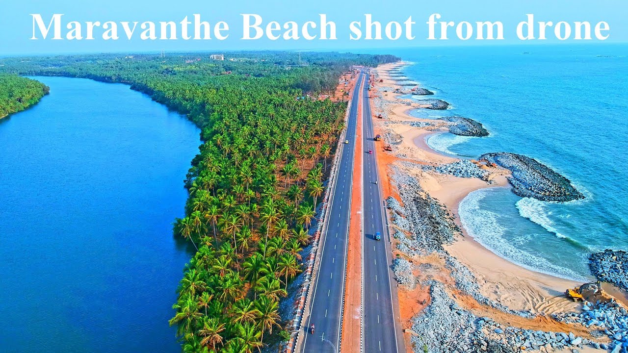 Maravanthe beach aerial walk shot from drone in 4K | ನಮ್ಮ ಮರವಂತೆ ಸಮುದ್ರದ ಡ್ರೋನ್ ವಿಡಿಯೋ ನೋಡೋಣ ಬನ್ನಿ