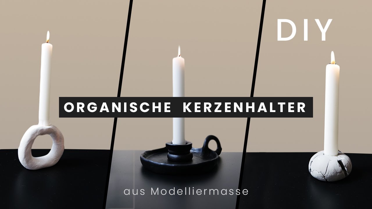 Organische Kerzenhalter aus Modelliermasse selbstgemacht | DIY Kerzenständer