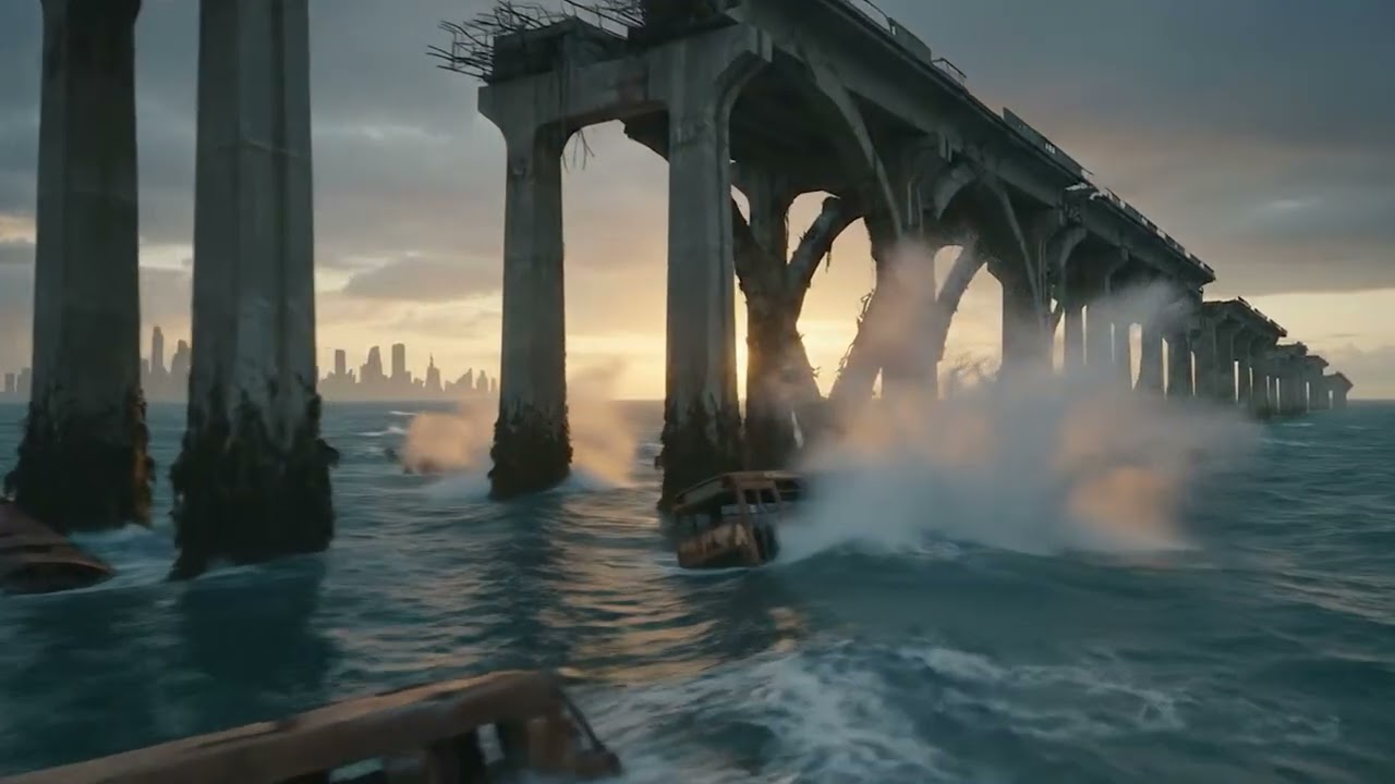 Abandoned Bridge Ambience - [Sleep/Focus] | Abandoned City Soundscape with Wind & Rustle