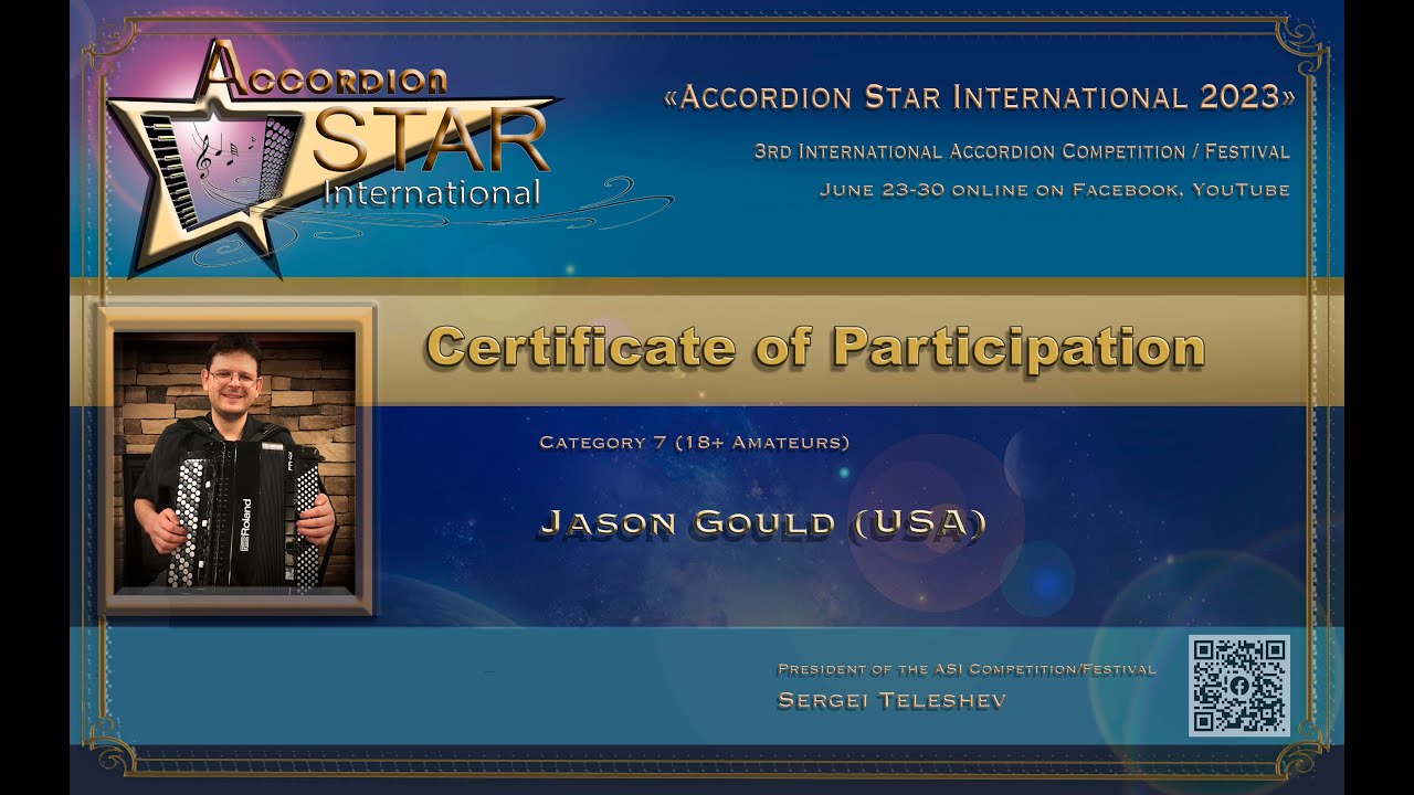 Jason Gould (USA) Cat. 7 (18+ Amateurs) Accordion Star International Competition 2023