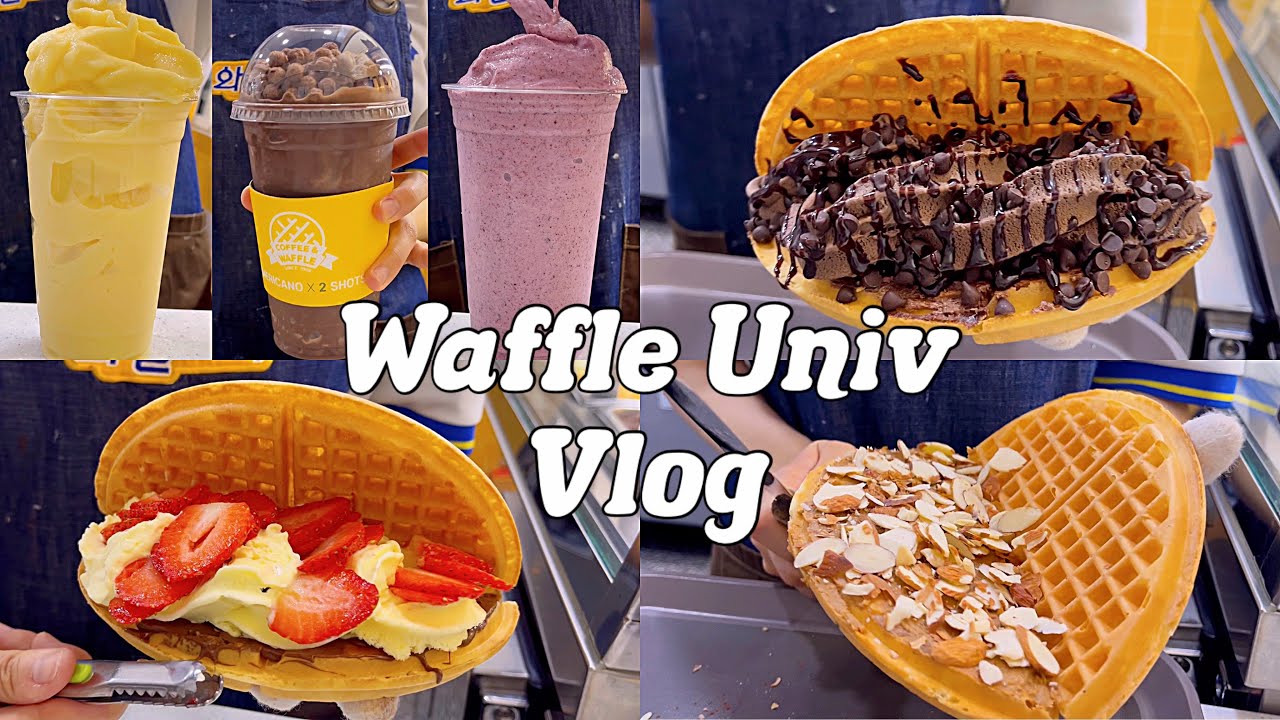 4k•sub)🥭어서오세요~ 스무디 종류별로 만들어드릴게요~🫐🍫/cafevlog/카페브이로그/와플대학/와플대학브이로그/알바브이로그/와플제조영상/음료제조영상
