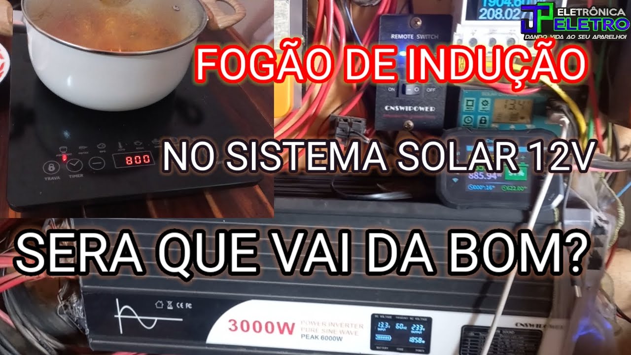 Fogão de indução no sistema solar 12V da certo?