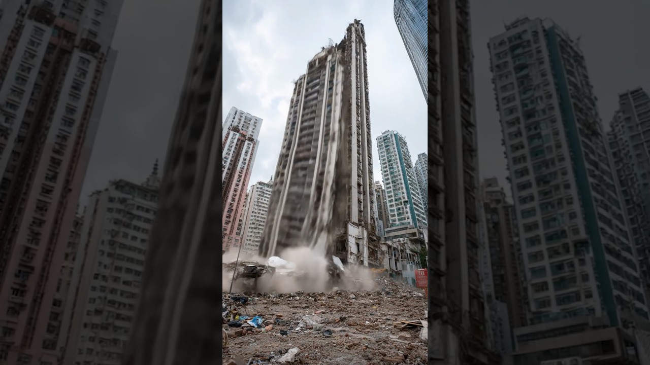 One Side Collapsed&hellip; Then the Whole Building Went Down! 🏢💥😨 #building #satisfying #ai #aishorts