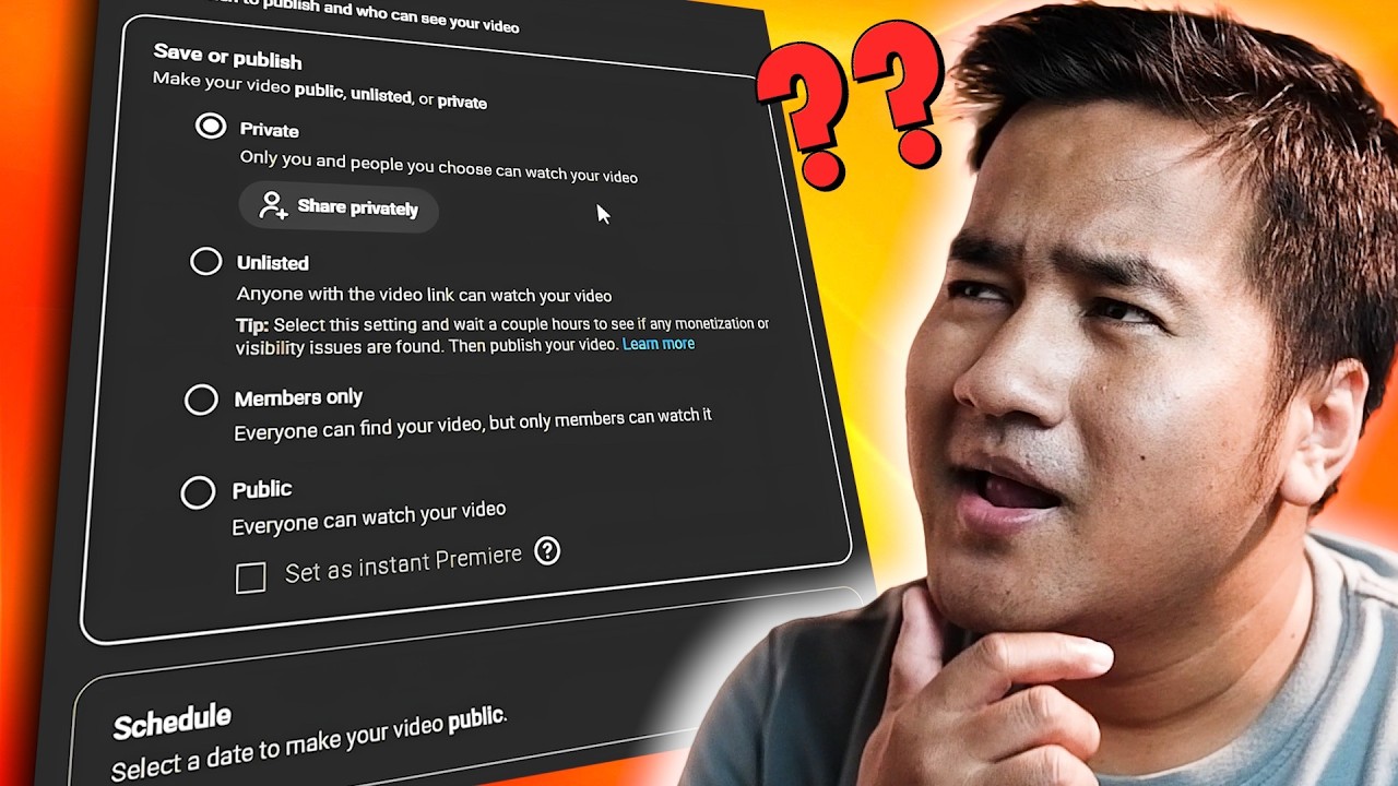Perbedaan Video Private, Unlisted, Members Only, Public dan Schedule Video di Youtube