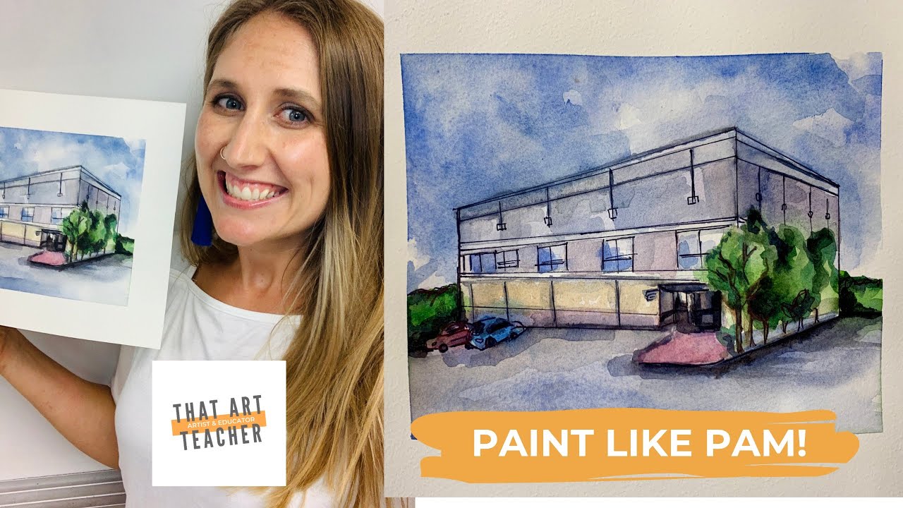 Dunder Mifflin Watercolor Painting | Paint Like Pam!!! | The Office Fan Art