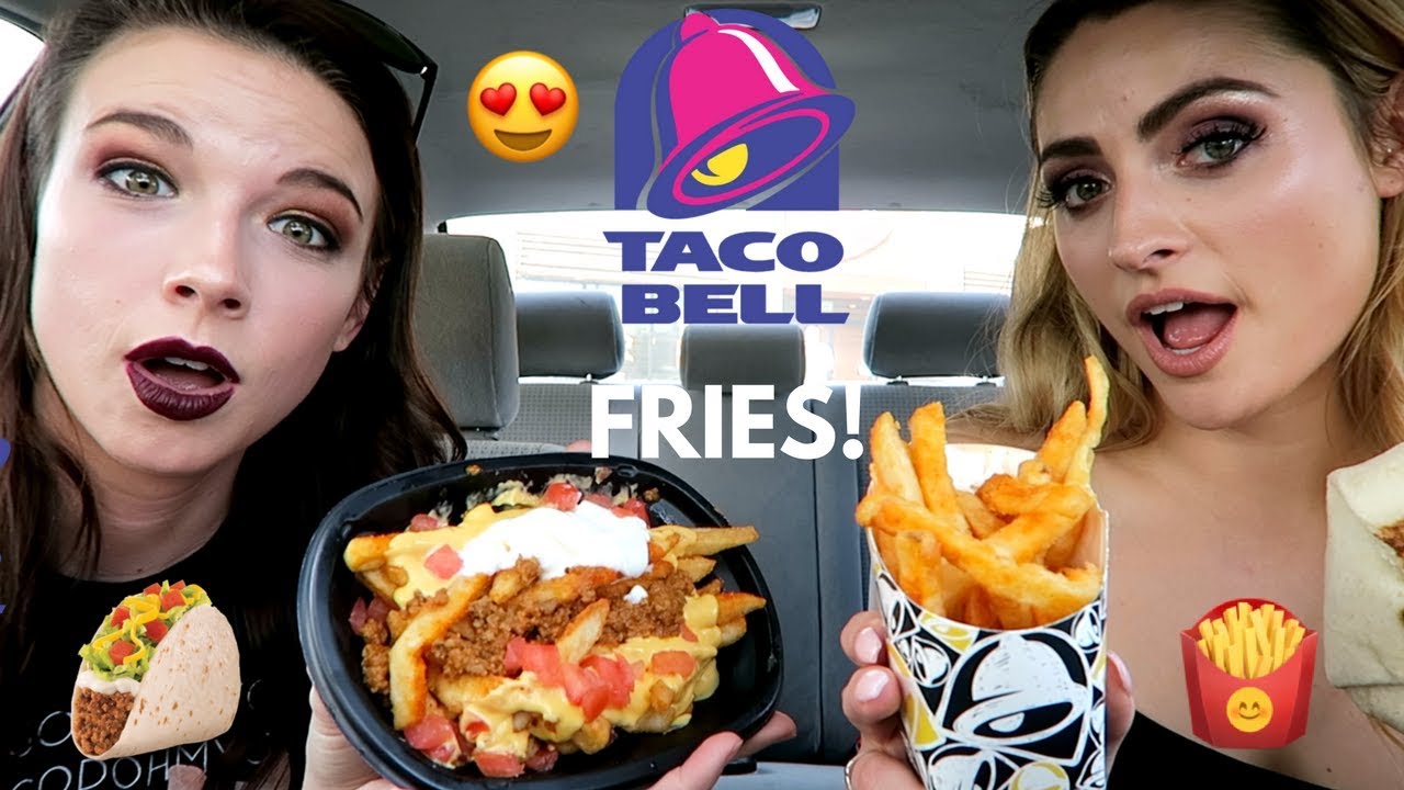Taco Bell FRIES Taste Test! Supreme nacho fries, crunch wrap, cheesy gordita crunch! Car Mukbang