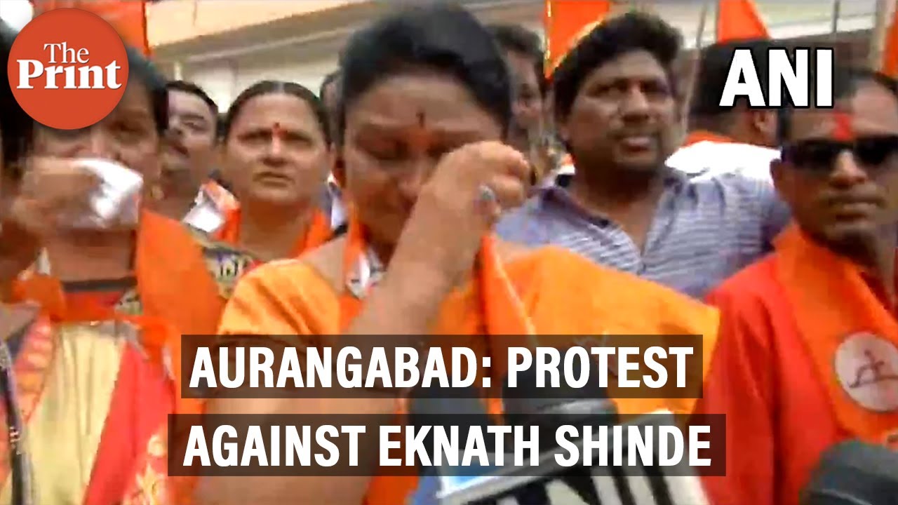 Shiv Sena women workers in Aurangabad break down as they protest against rebel leader Eknath Shinde