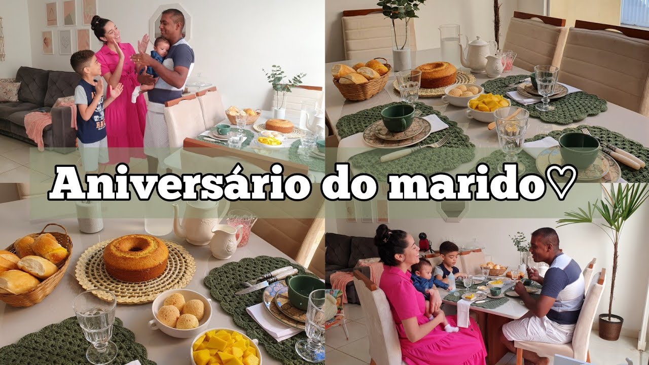 Comemoramos o aniversário do marido ♡ - Montei uma mesa linda de café da manhã pra ele....♥️👨‍👩‍👦‍👦