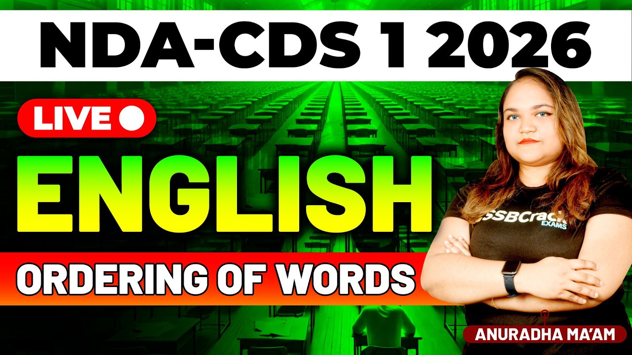 NDA & CDS 1 2026 Exam English Live - Ordering of Words