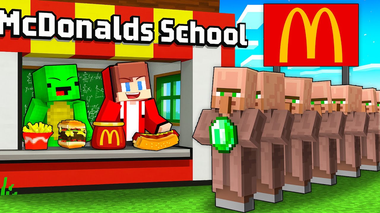 JJ and Mikey Turned Thier SCHOOL Into a MCDONALDS in Minecraft ! - Maizen
