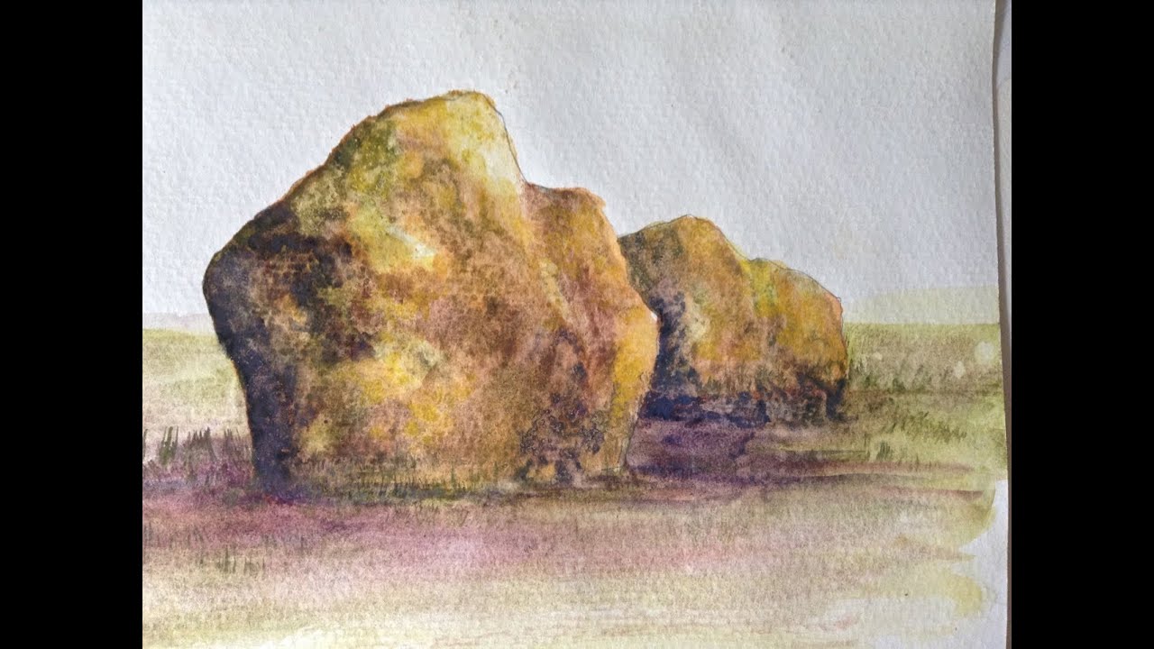 Realistic Rocks watercolor tutorial how to paint step by step #irmgardart