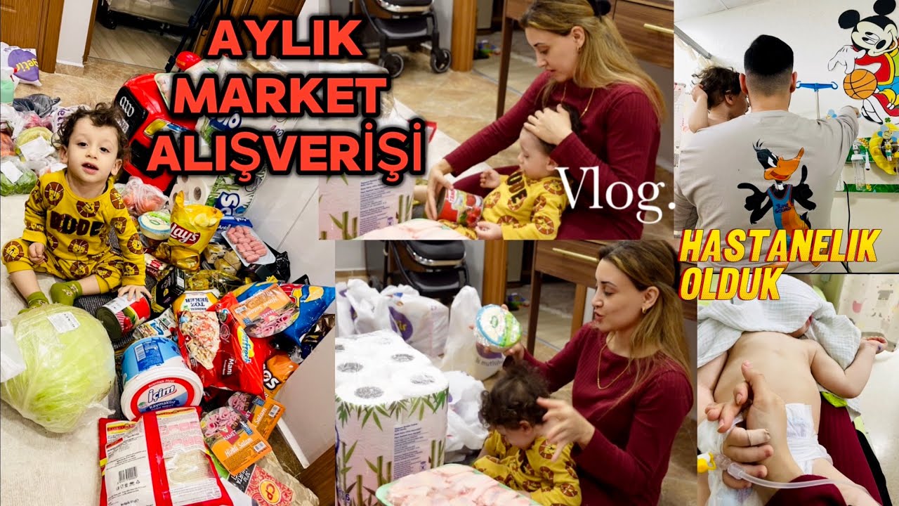 Aylık market alışverişi 🛒 Başımıza gelenler, hastaneden çıkamadık 📸VLOG