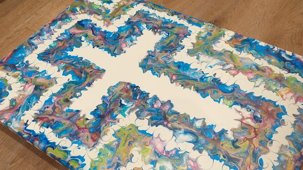 'Atonement' Easter Dutch Pour Cross 🐣 acrylic paint pour, abstract fluid art