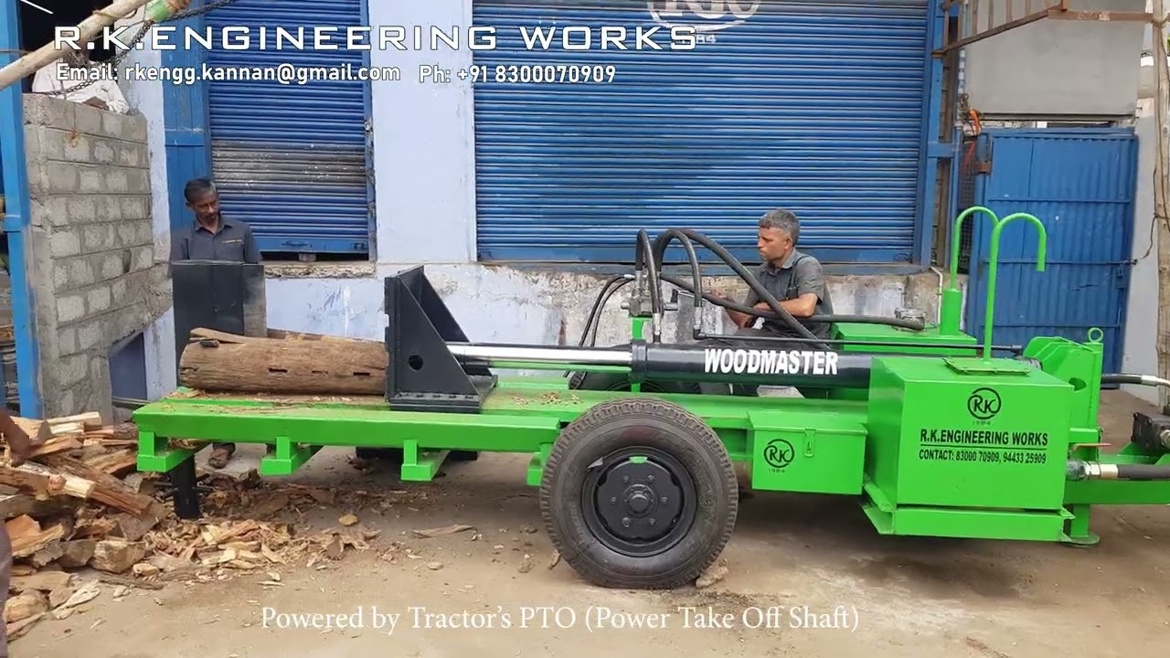 Wood cutting machine with movable wheels and driven by Tractor PTO shaft- R.K.ENGINEERING WORKS