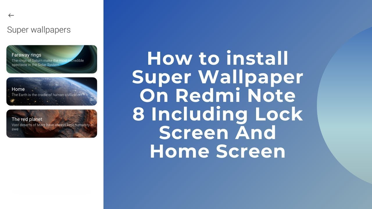 How to install Super Wallpaper On Redmi Note 8 Including Lock Screen And Home Screen