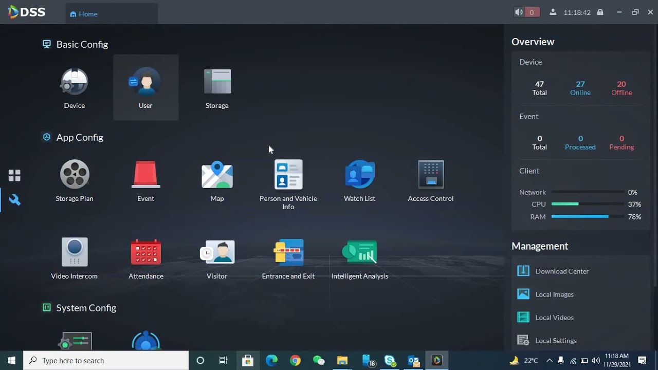 DSS Pro V8.0.4: Configuration Module - Adding Device/Storage/User
