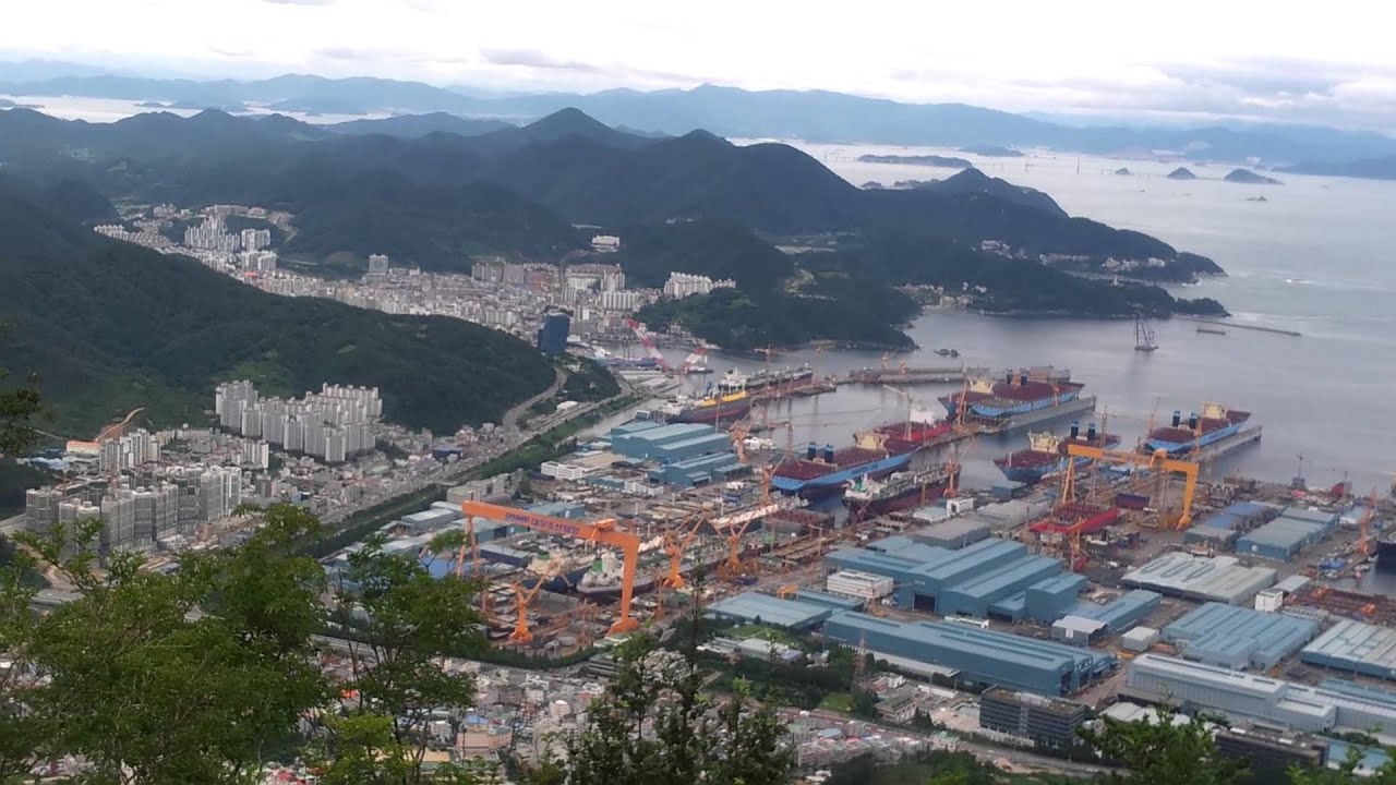 bigest ship building company DSME korea view of deawoo shipbuilding from hill