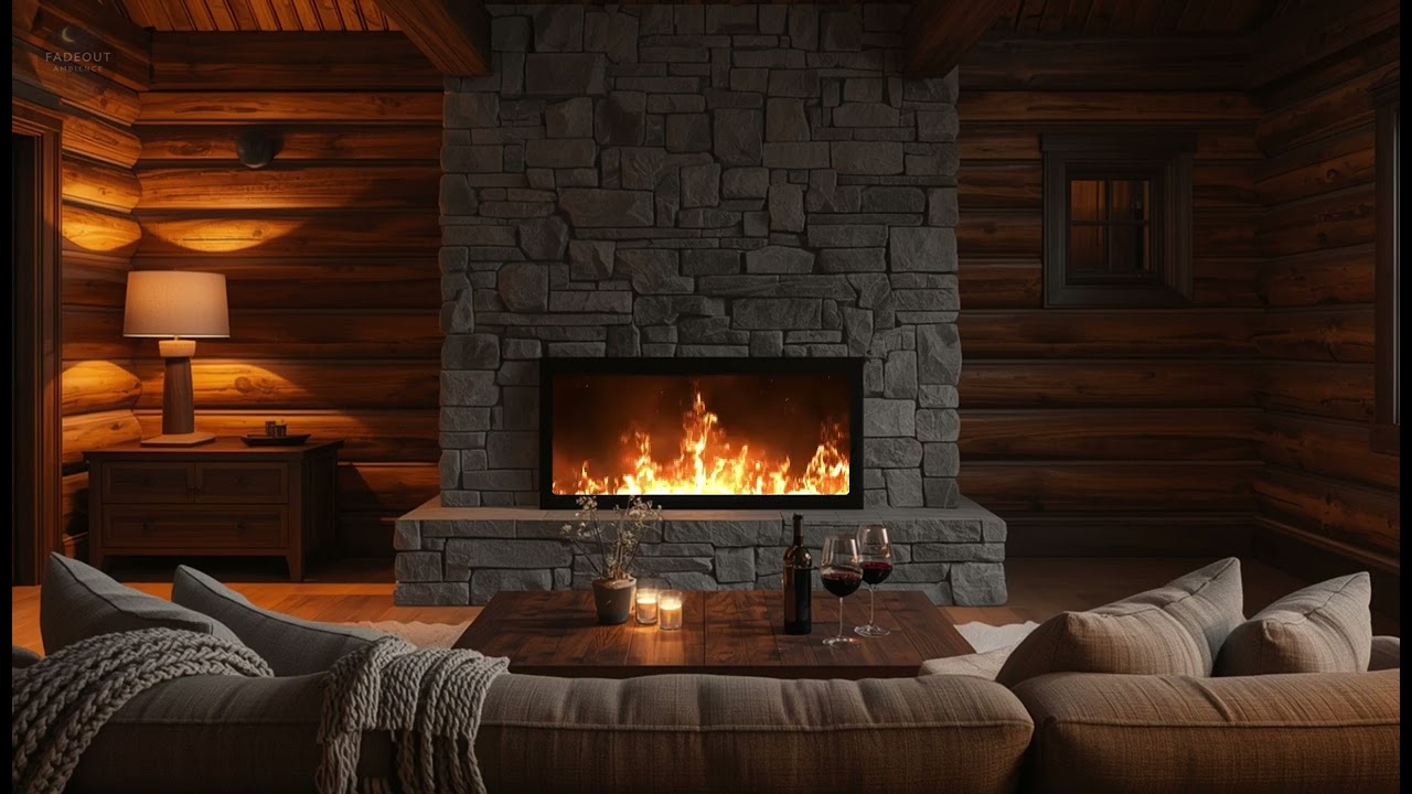 A Quiet Night by the Fireplace 🍷 | Cozy Cabin Sounds to Relax, Study & Sleep