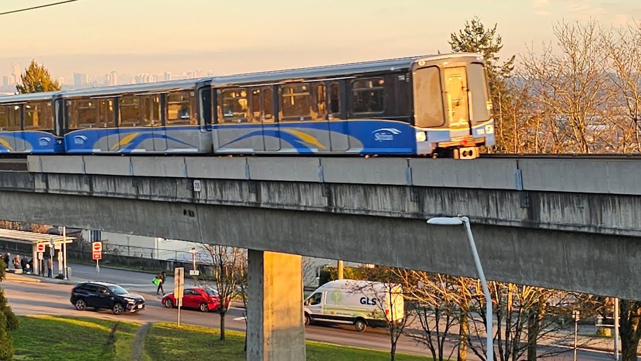 SKYTRAIN, TRAIN  in action live watch here in New Westminster British Columbia Canada