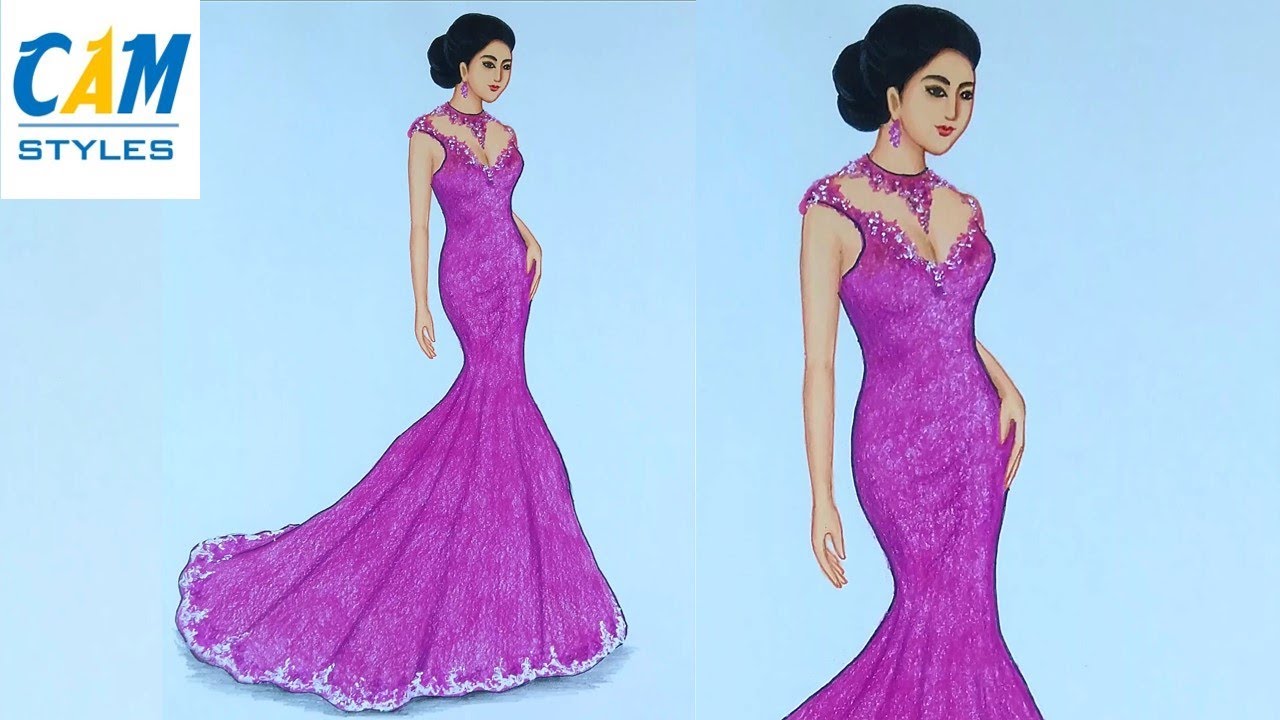 How to draw a girl in a dress | Girl drawing full body | Dress Drawing