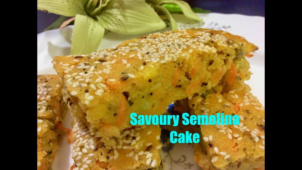 Savoury semolina cake(How to make savoury tea time semolina cake)