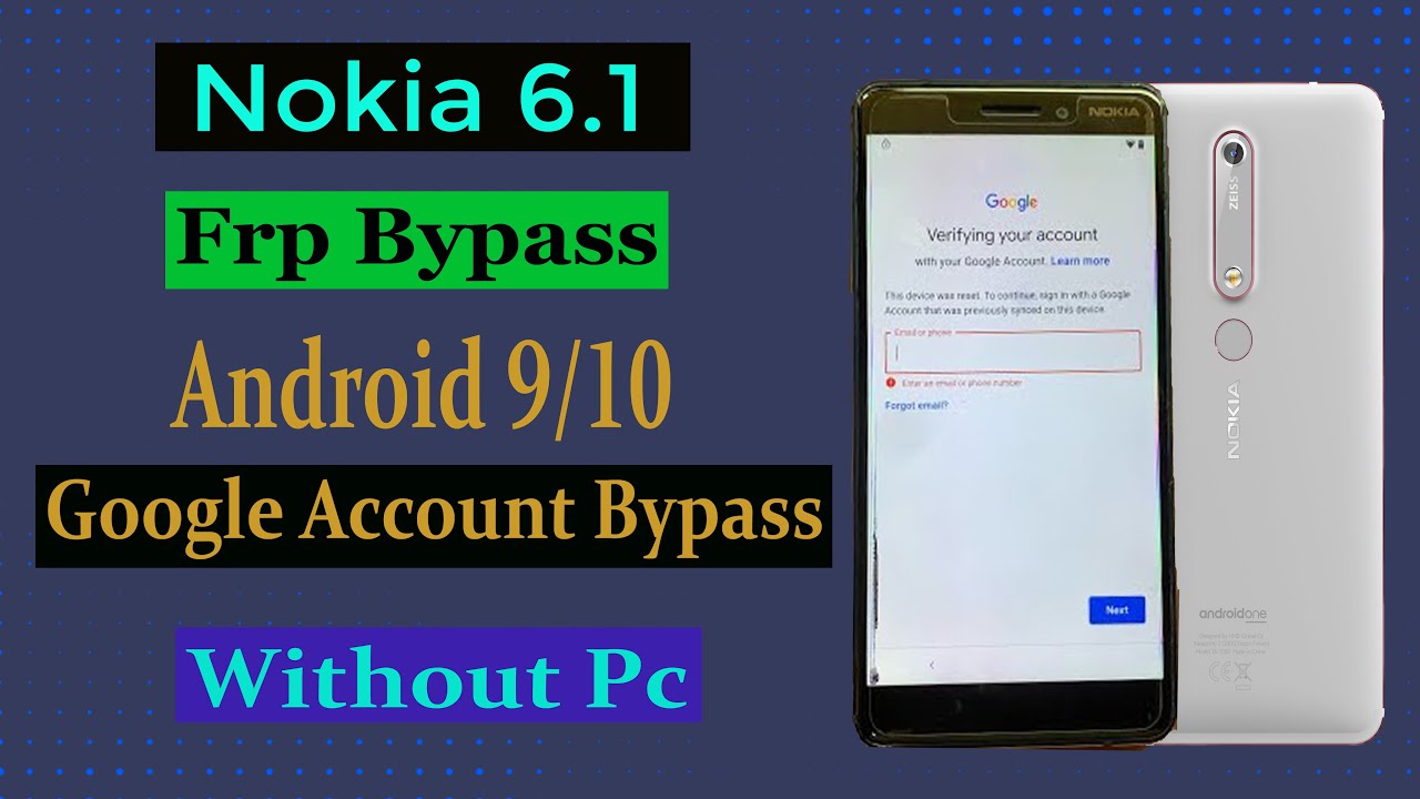 Nokia 6.1 (TA-1043) Frp Bypass I Android 9 I Google Account Bypass Without Pc
