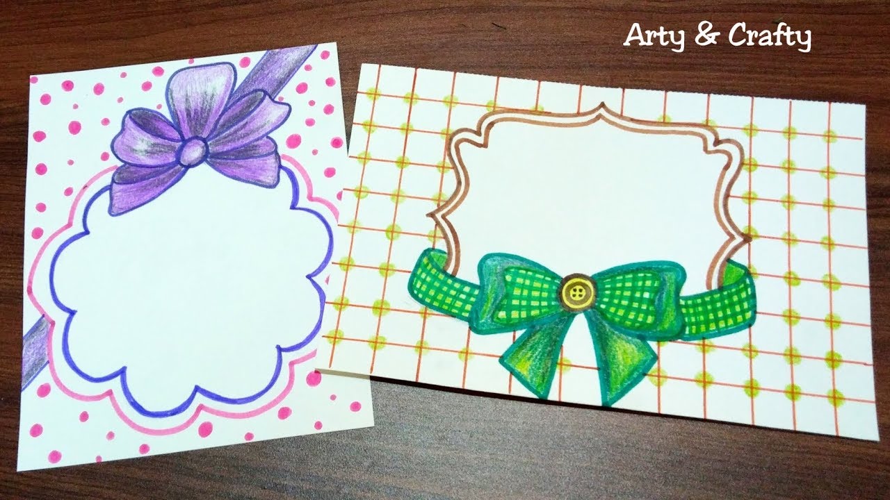 Ribbon Draw | Easy Border Design on Paper | Border Design for Project & Front Page by Arty & Crafty