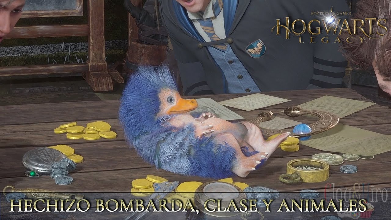 Hechizo bombarda y atrapo diricawl y sapo morado para clase de animales - Hogwarts Legacy en español