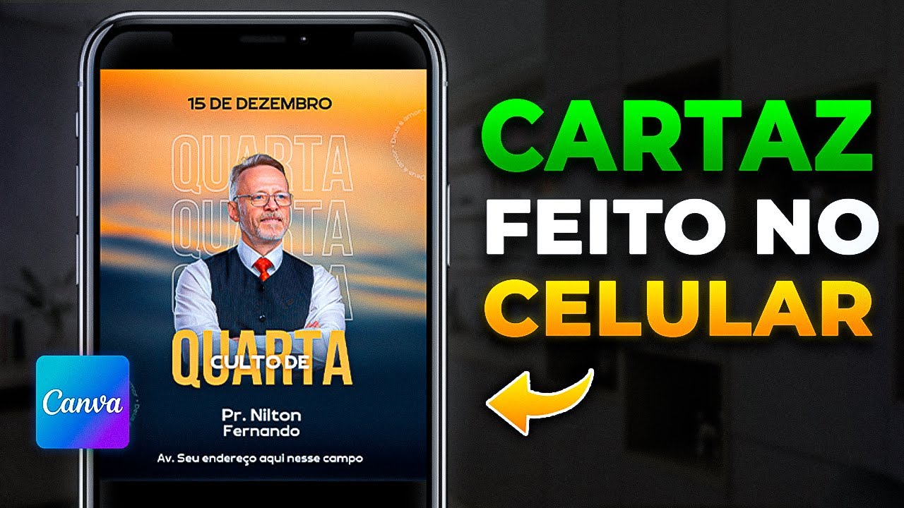 Como fazer Cartaz digital Igreja pelo Celular usando o Canva