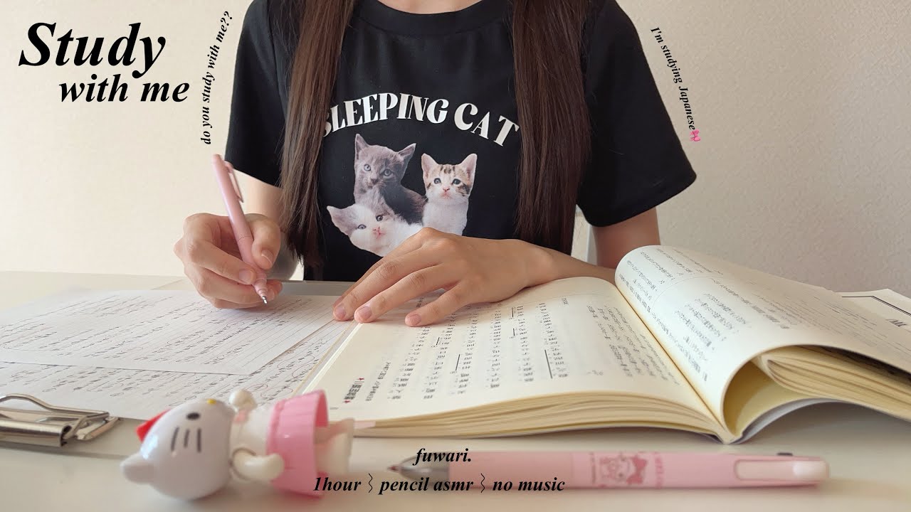 study with me🎀⌇筆記音と一緒に勉強♡⸝꙳⌇pencil asmr⌇1hour⌇no music