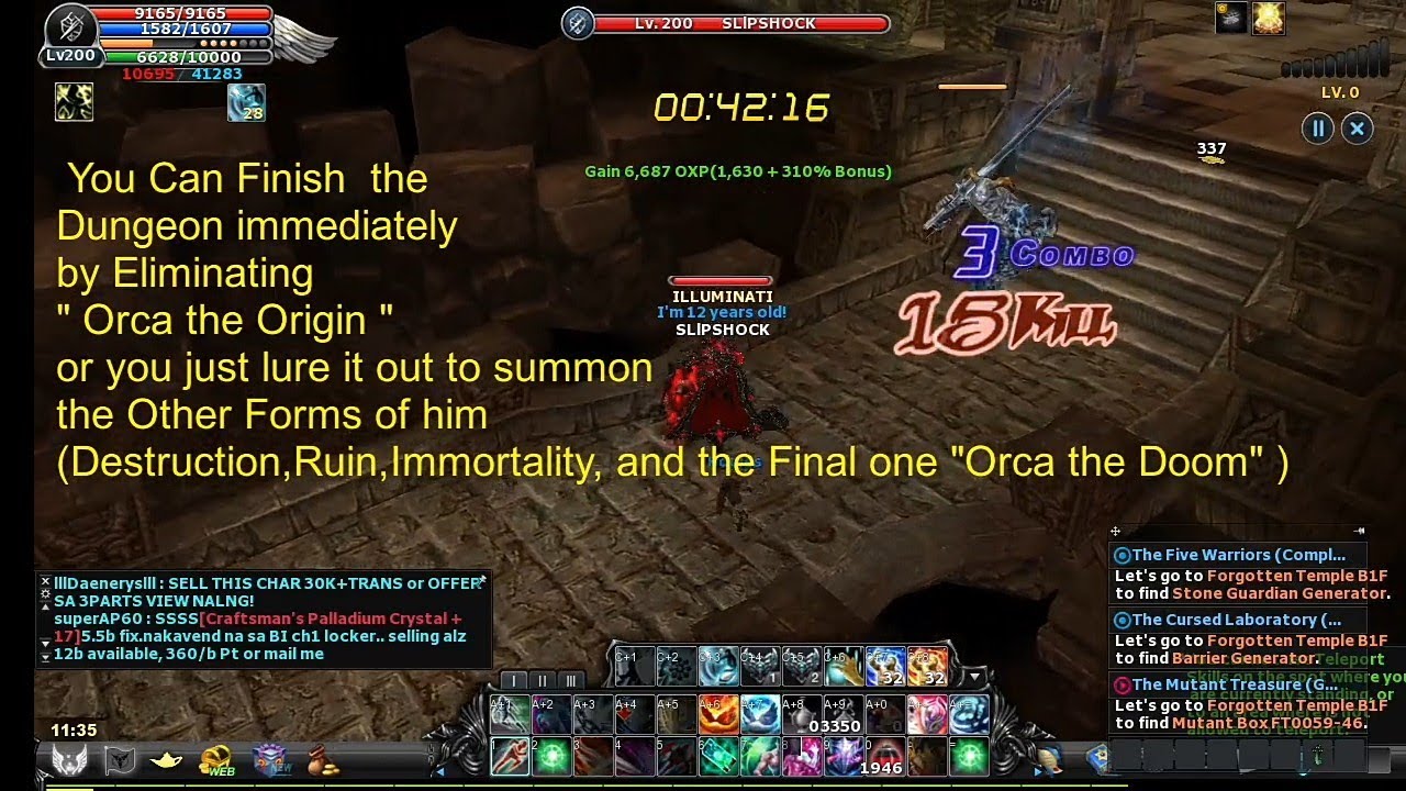 CABAL ONLINE (PH) Forgotten Temple B1f (FT1) Mutant Key All keys Red,Green,Blue  Orca The Doom guide