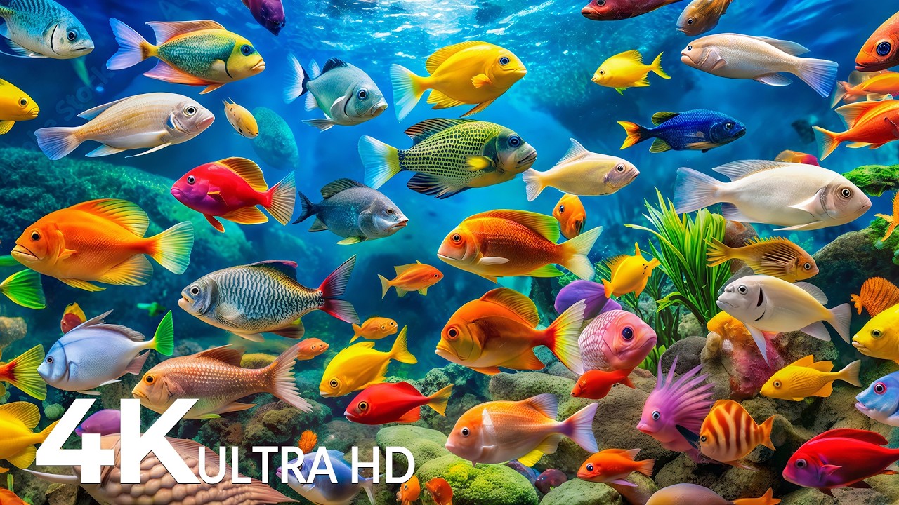 DREAM AQUARIUM 4K - Marine Life, Sea Animals and Coral Reef - Fish Tank Sounds for Deep Sleep #14